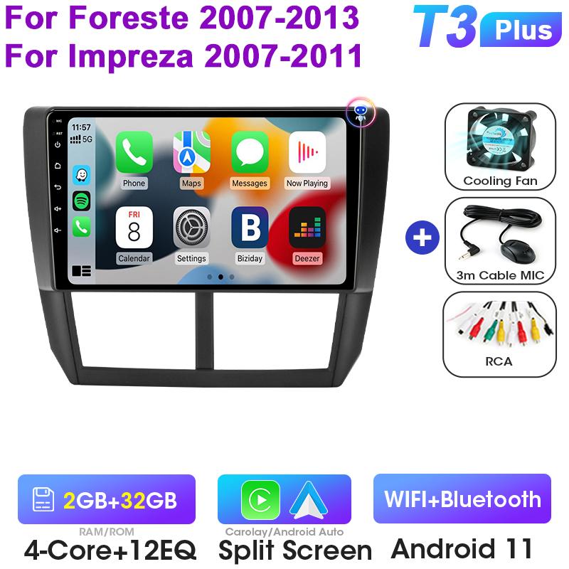 2 Din Android 12 Car Radio For Subaru Forester 3 SH 2007-2013 For Impreza GH GE Multimedia Video Player GPS Carplay Auto Stereo