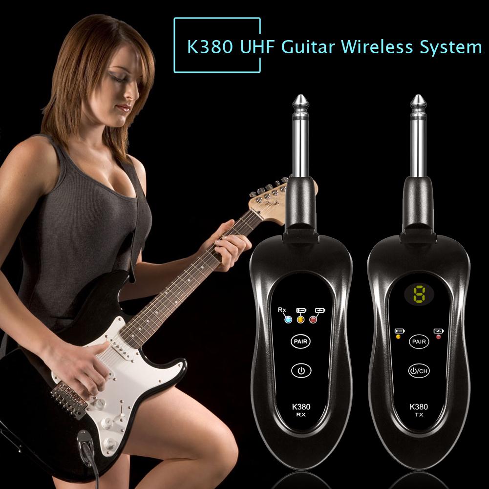 K380 UHF Guitar Wireless System Transmitter Receiver with Built-in Battery K380 UHF Guitar Wireless System Transmitter Receiver with Built-in Battery
