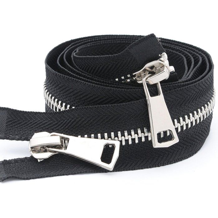 Fermeture éclair - byahoga - metal-silver-tw-4911 - 65 cm - double sens - noir