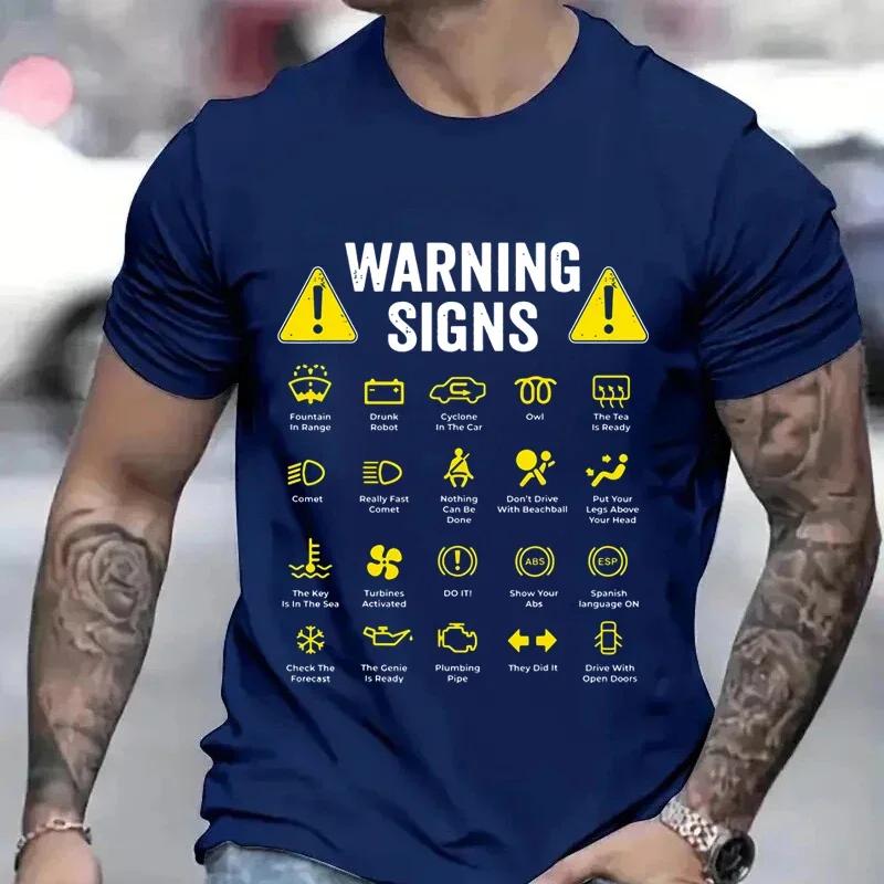 T Shirt for Men Clothing Funny Driving Warning Signs 101 Auto Mechanic Gift Driver Men Tshirt Summer Tee Shirts Clothes Y2k Tops