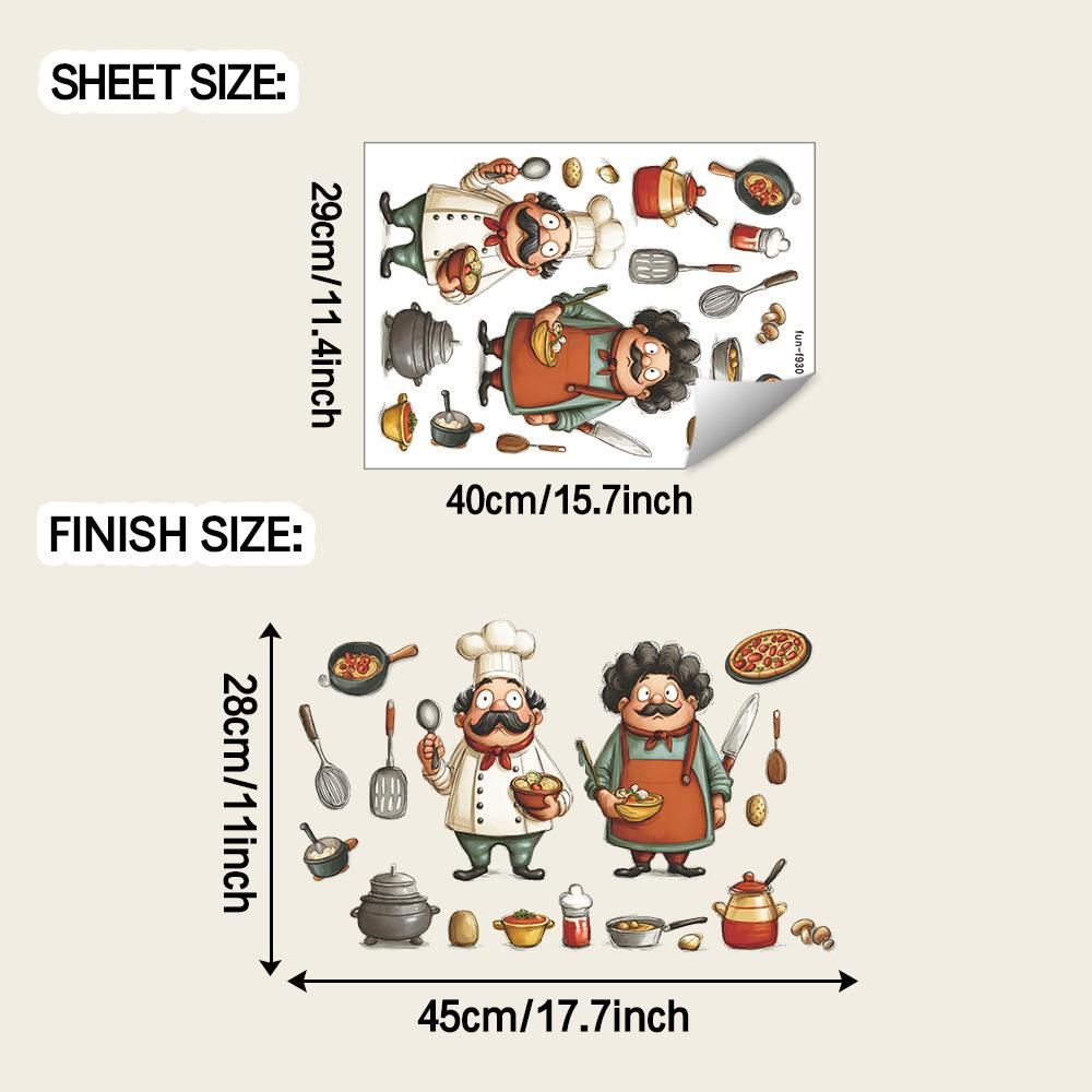 

Мультяшные повара готовят вкусную еду, Домашняя кухня, Украшение столовой, Наклейки на стену, Самоклеящаяся бумага