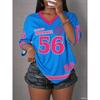Modisches Sportliches Damen-Trikot Y2K Schnelltrocknendes T-Shirt Buchstabe NR.56 Sommer Freizeitkleidung Sport Locker und Bequem T-Shirt Tops
