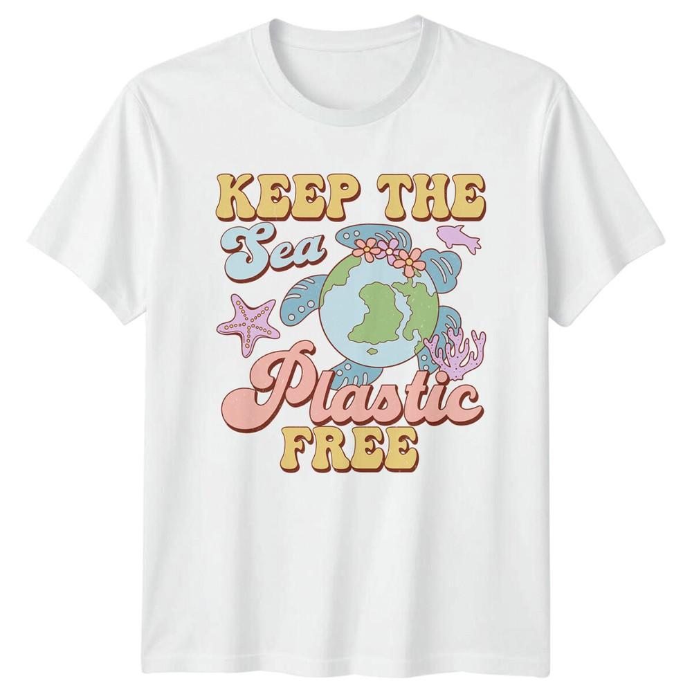 Keep The Sea Plastic Free Turtle Earth Day Retro TShirt S