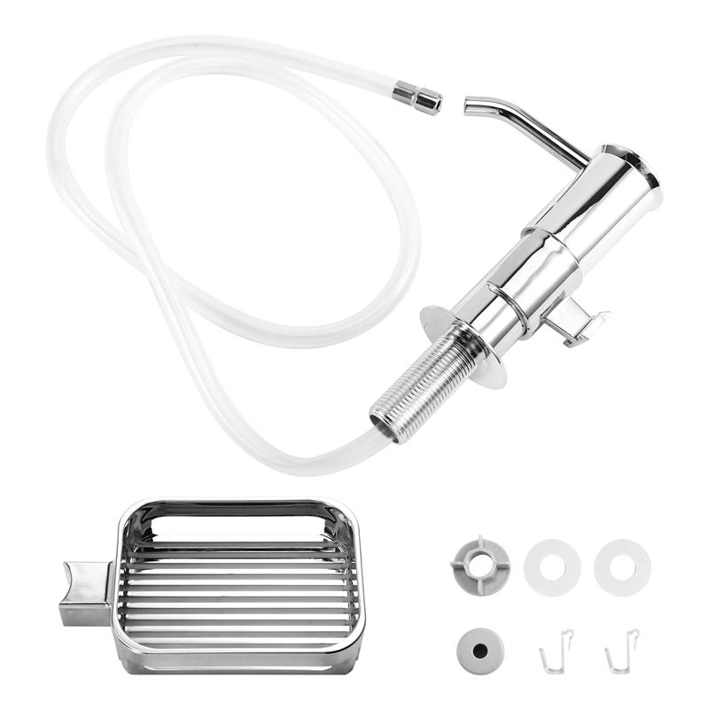 

AB34-Sink Soap Dispenser Built In Soap Dispenser Pump With Sponge Holder & Extension Tube Kit For Under Counter Silver срібний