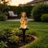 Outdoor Solar Powered Decor Prayer Statue Garden Stake Light, Waterproof Resin Human Figure Sculpture for Patio Decorative Lawn Ornaments Pathway