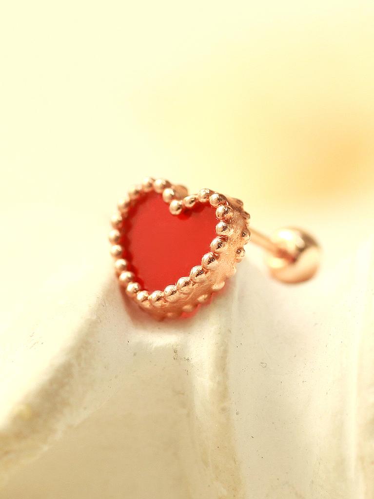 Minimalpiercing 14K Natural Mother-Of-Pearl Onyx Heart Piercing Earrings