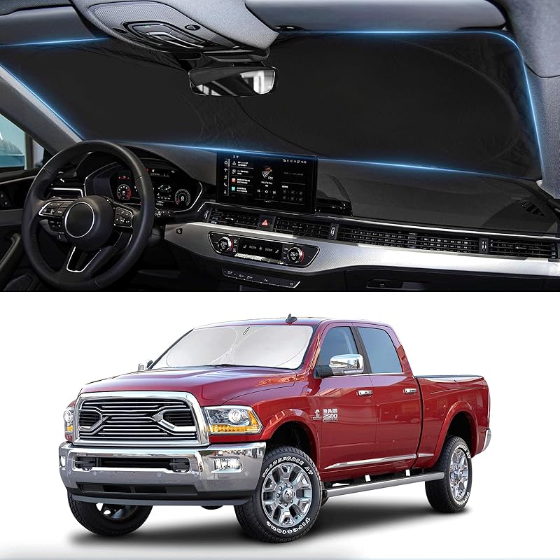 Sunshade For Ram Sun Shade Fit 2010-2025 2026 Dodge RAM 2500 3500 Truck Accessories Windshield Cover For Ram 2500/3500/4500/5500 Sun Visor Fits 2Dr