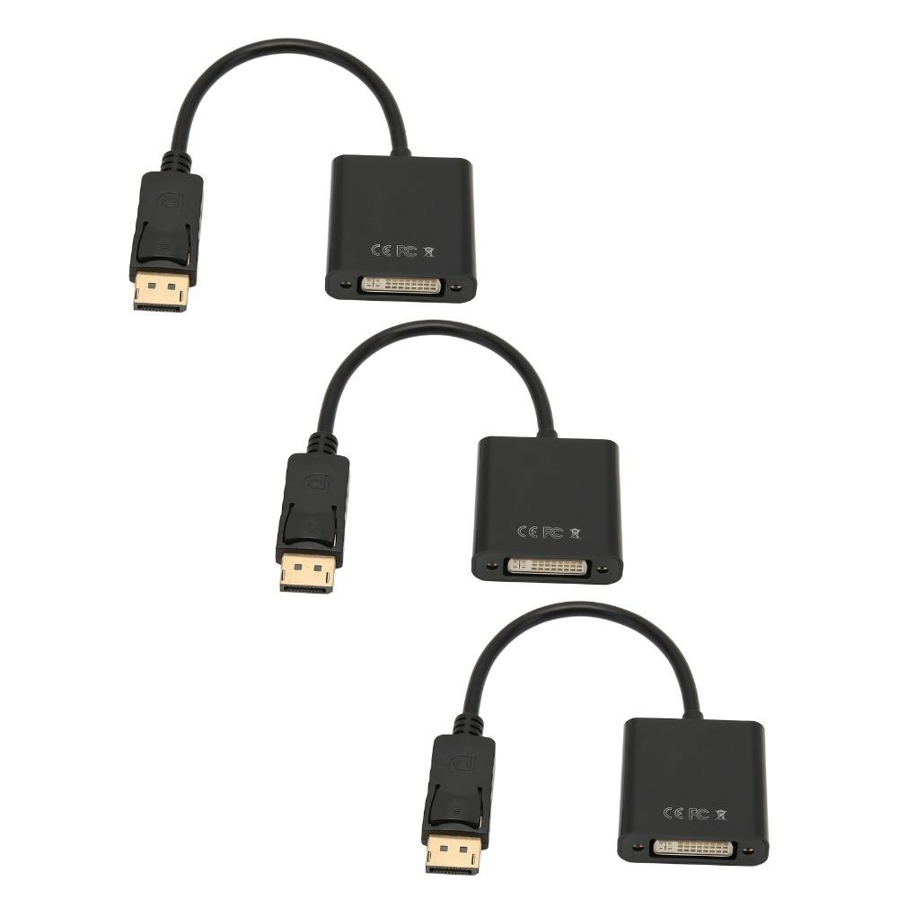 3PCS 1080P DP To DVI Adapter Cable Unidirectional DP Conversion Cable  Office Workers