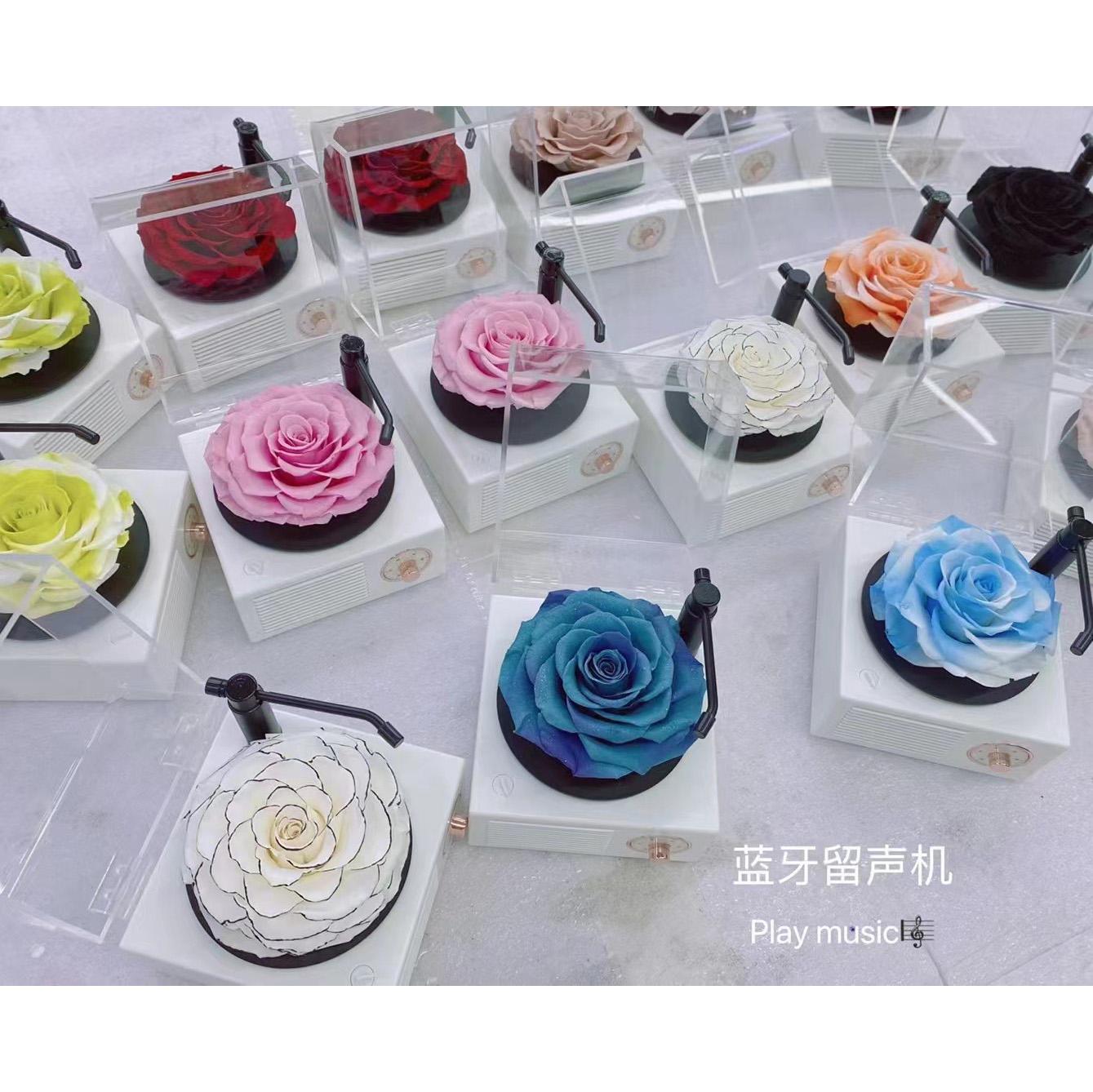 Custom Wholesale Preserved Rose Music Box Gift Crystal Ball Flower Music Box Phonograph Christmas Rose Music Box
