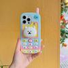 Кавайный 3D Мультяшный Чехол-подставка с телескопической ножкой Nagano Bear для iPhone 17 16 15 14 13 12 Pro Max Мягкий Силиконовый Чехол-держатель