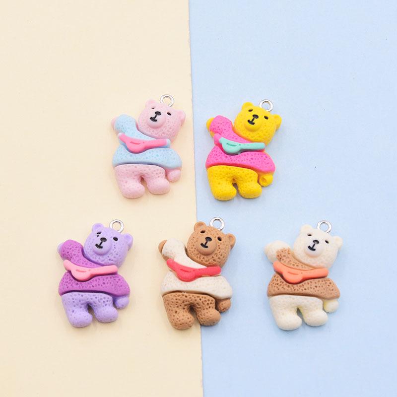 3D Bear Backpack Charm - Colorful Resin Keychain Accessory