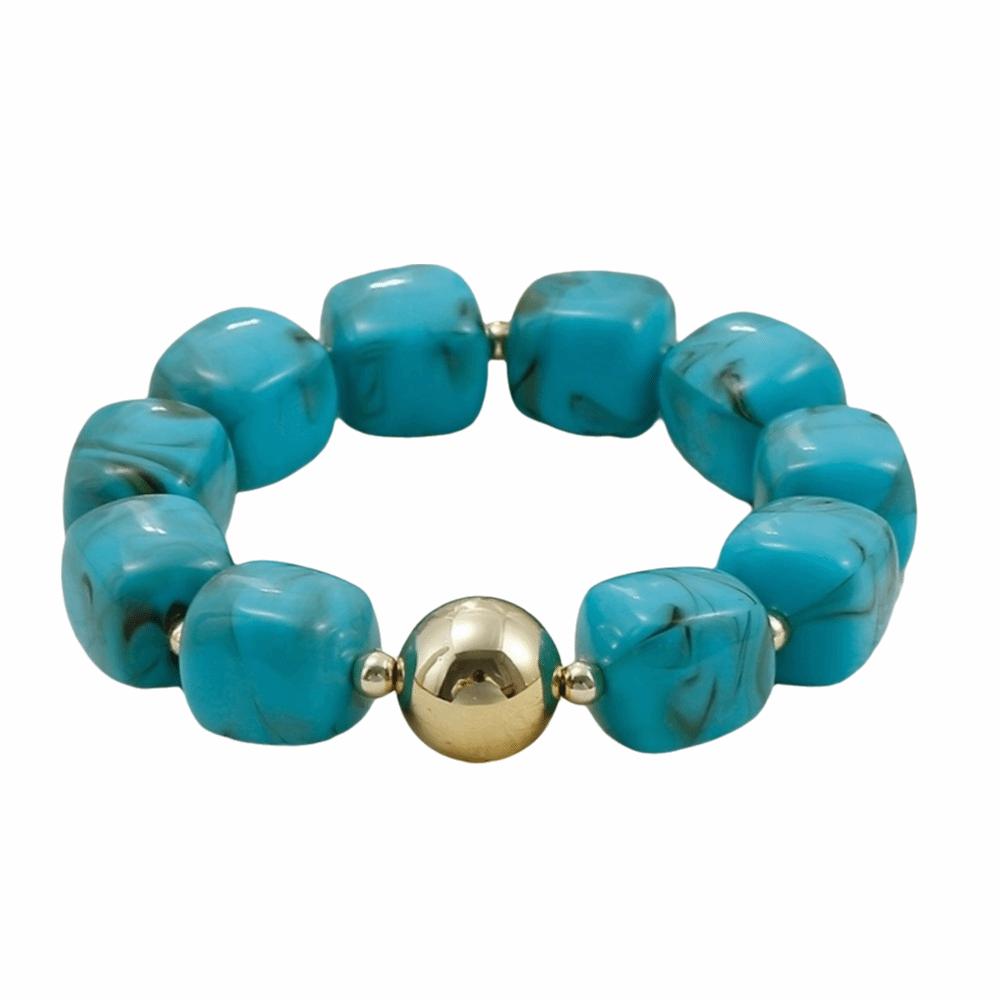 Colorful Elastic Geometric Bracelet Acrylic Stack Hand Chain Square Beads Bracelet  Gift павлин голубой