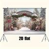 The winter wonderland of the Arctic Christmas backdrop, snow-covered trees, Santa Claus and sleigh - Christmas
