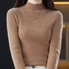 Women Sweaters Pullovers 2025 Autumn Winter Long Sleeve Half high collar Black Knitted Sweater Women Tops Pullover JJ71