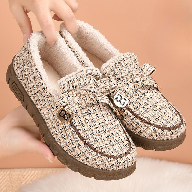 Cloth Shoes, Women's Cotton Shoes, Fleece and Thickened Warm Shoes, Flat Feet, Loafers