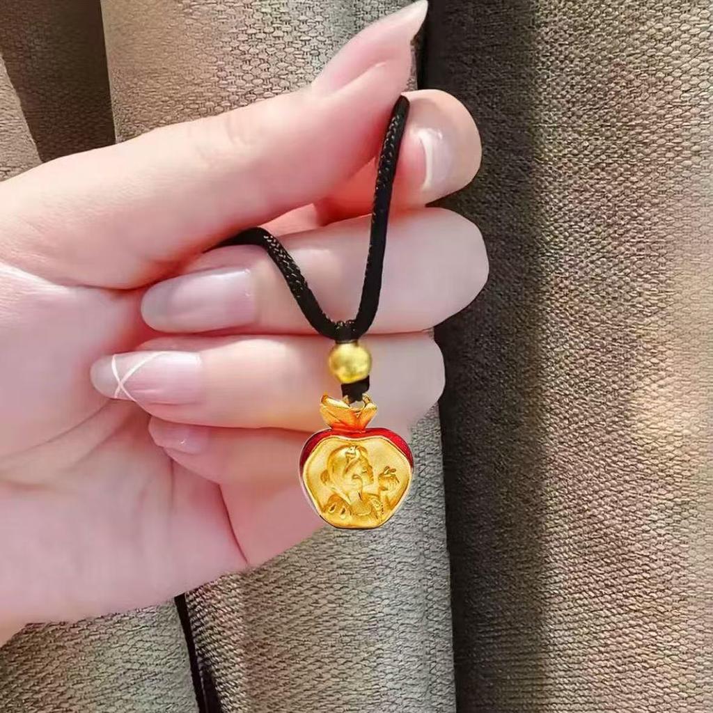 Snow White Golden Apple Charm Necklace - Christmas Eve Gift for Her