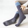 Five Toe Yoga Socks Women Breathable Cotton Knee High Socks Non Slip Sports Socks with Grips for Fitness Dancing Pilates Exercise