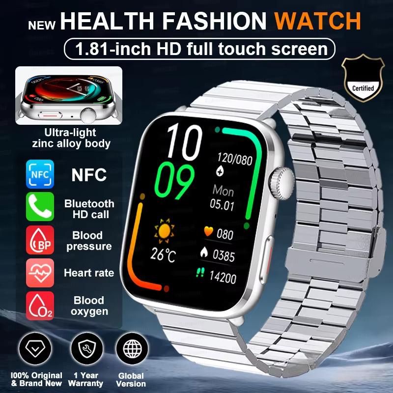 2025 Nové chytré hodinky pro zdraví krevního tlaku s NFC Muži 24hodinový srdeční tep Bluetooth hovory AI Diagnostika Chytré hodinky pro IOS Android
