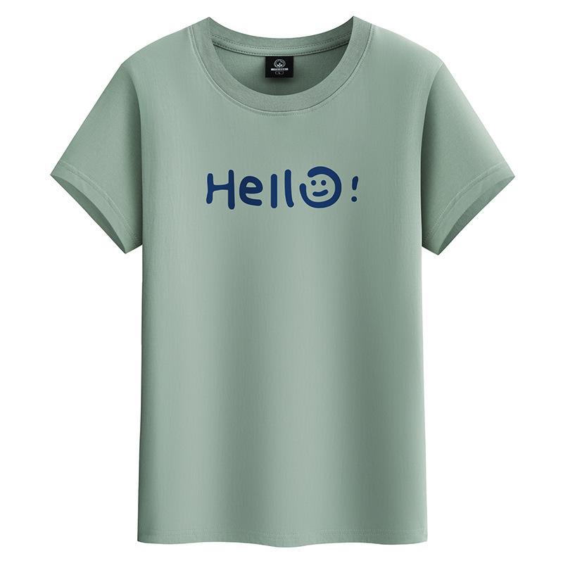 

Hello M-6XL Мужская футболка с короткими рукавами из чистого хлопка с круглым вырезом для мальчиков Повседневная футболка XXXL светло-зеленый