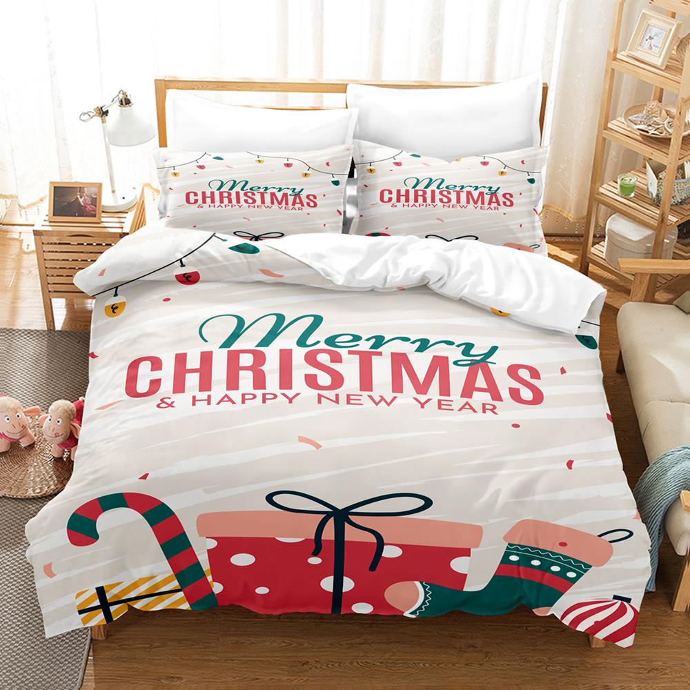 

Рождественский Снеговик Постельное белье Комплект пододеяльника Санта Клаус Снеговик Комплект постельного белья Микрофибра Мультяшный Чехол для одеяла с наволочками 135x200cm