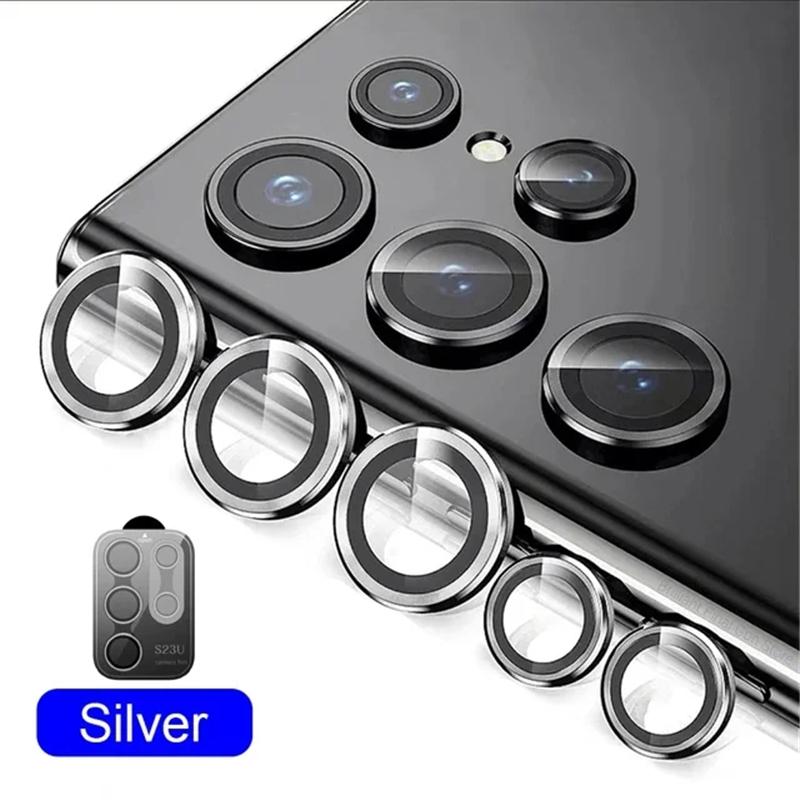 Metal Lens Ring Glass For Samsung Galaxy S24 S23 S22 Ultra Plus Z Flip Fold 6 Camera Protection Cover Tempered Glass Accessories