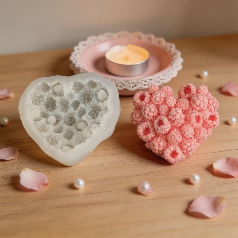 Creative Heart Shape Raspberry Cake Molds Durable Silicone Safe Silicone Dessert MoldFor Professional Bakers