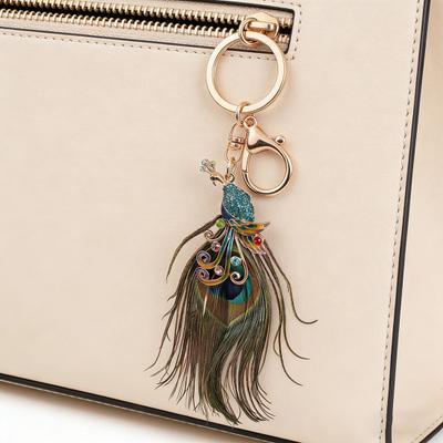 Chaveiro Pavão com Strass Pingente de Pavão Esmaltado com Pena Chaveiro Pavão Brilhante Pingente de Bolsa Presente para Mulheres Homens