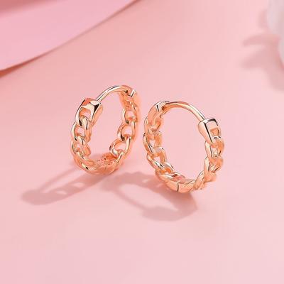925 Sterling Silver Chain Earrings, High-End Niche Exquisite Twist Ear Buckles, Simple Ins Hollow Circle Jewelry