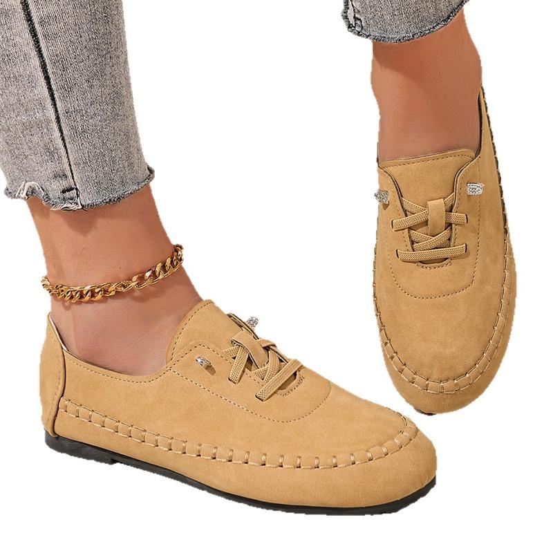 New Women's Plus‑Size Slip‑On Lazy Shoes, Soft‑Sole Casual Footwear With Hand‑Stitched Details