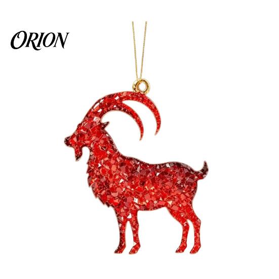 Holiday Tree Ornaments 2D Acrylic Goat Christmas Ornament, Zodiac Hanging Pendant with Gold String, Year Decorative Pendants for Home of The Ornament
