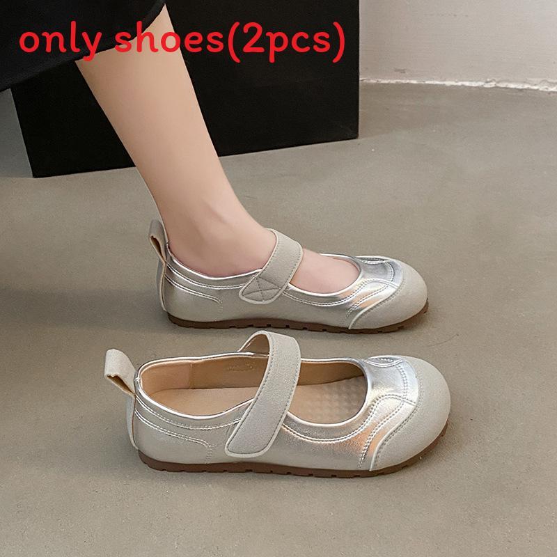 Mary Jane Flat Shoes For Women Summer Pu Slipon Ballet Flat With Padded Sole