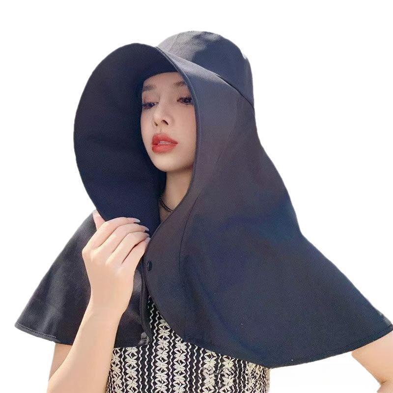 Full Coverage Extra Large Brim With Shawl Fisherman Hat For Women Summer Quick-Dry Neck Protection Sunshade Sunscreen Flat Top Cycling Equestrian Hat