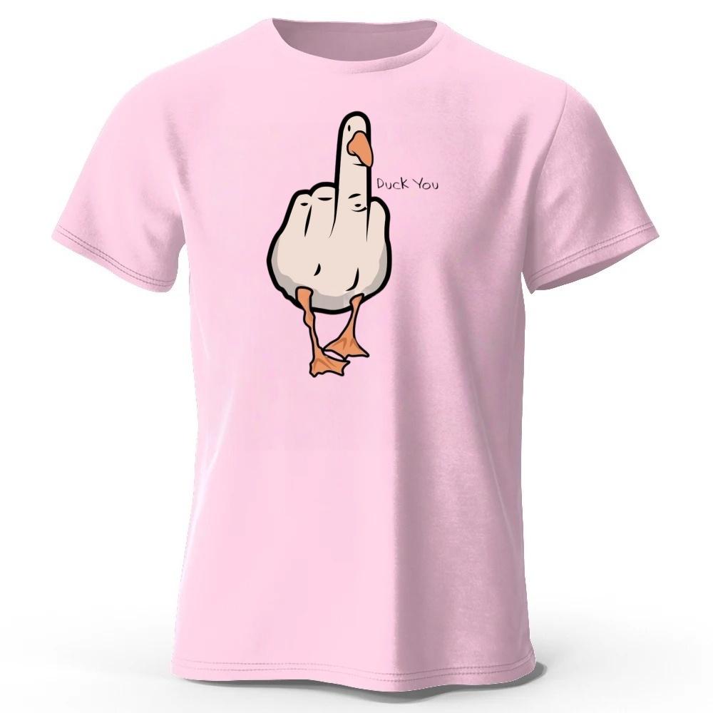 Men's Funny Middle Finger Duck Latest Pure Cotton Sports Short Sleeved Running Fitness Plus Size Loose T-shirt Street Daily Top
