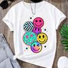 2026 Cartoon Smiley Gezicht Print Korte Mouw Heren T-shirt Casual Veelzijdige Stijl Geschikt voor Uitjes en Dagelijkse Kleding Dameskleding Korte Mouw Tee