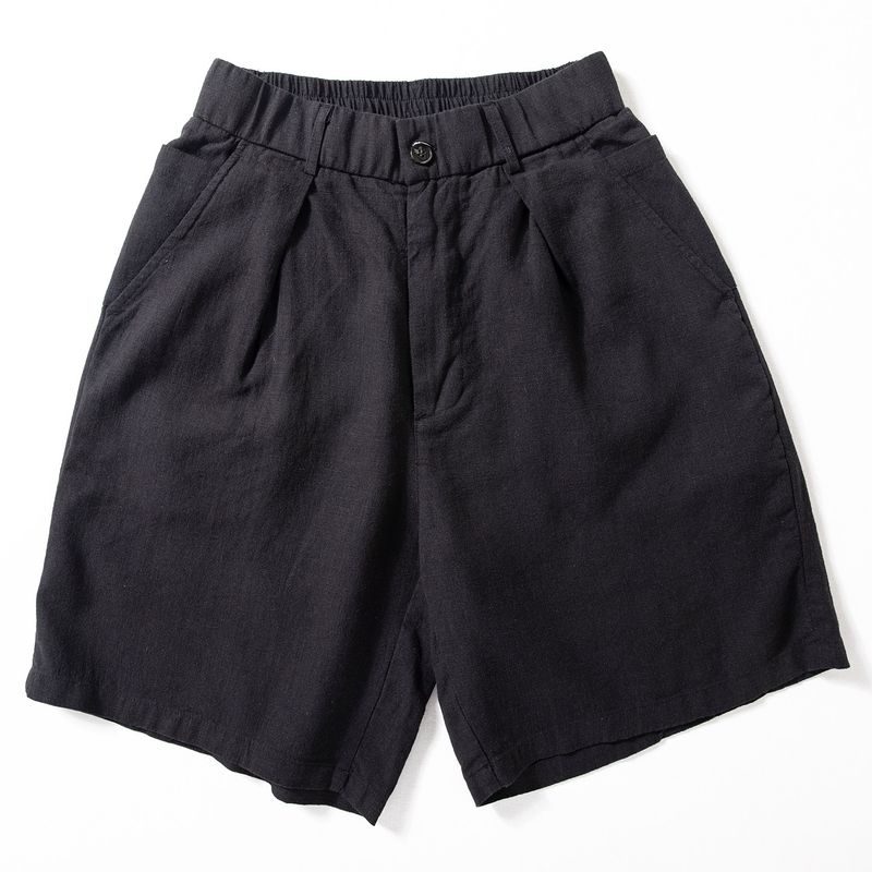 Shorts Men s Summer Moisture Absorption Breathable Drape Loose Casual Middle Pants Japan fashion Retro Simple Tencel Ramie Shorts Black M