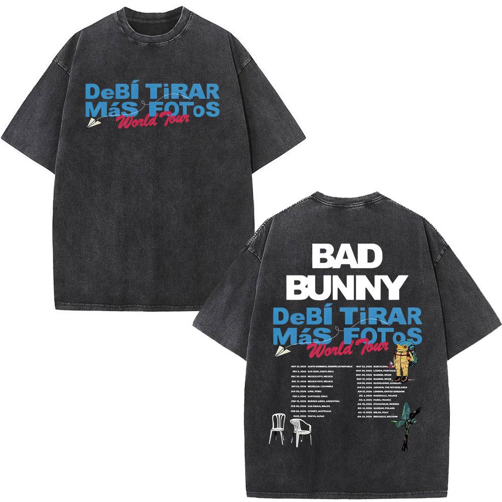 Rapper Bad Bunny Vintage Prané Tričko DTMF DeBi TiRAR MaS FOToS Trička Pánské Hip Hopové Módní Tričko Oversized Streetwear
