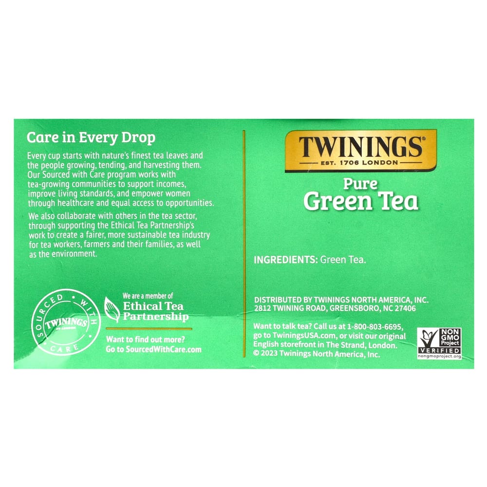 Twinings Pure Green Tea Bags, 50 Count, 100g (3.53 oz)