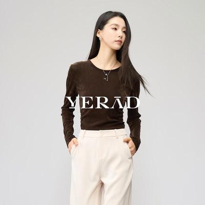 Ya Li Da Women's Round Neck Velvet Long Sleeve Top