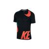 Color Block Swoosh Print Crew Neck Short-Sleeve T-Shirt Men Tops Black CK1178-010