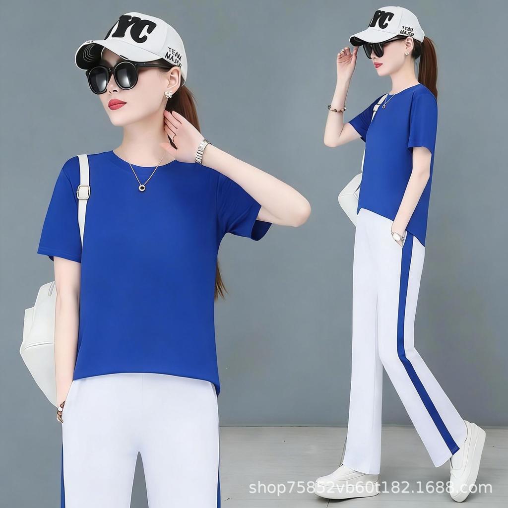 Summer fashion loose women's short-sleeved performance clothes casual sports running suit women's thin sports two-piece set trendy