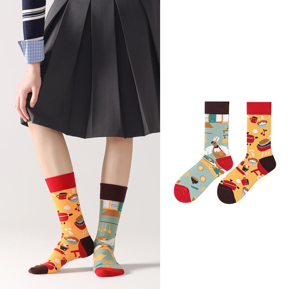 Unisex Trendy Cotton Mid-Calf Socks for Autumn/Winter - Sporty & Casual