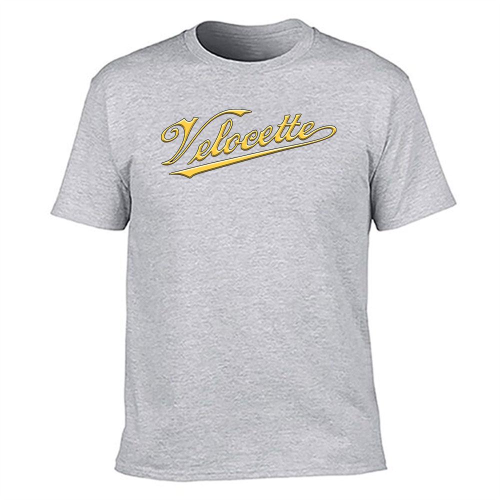 Unisexs Velocette Vintage Script Logo Pure Cotton Tshirt Classic British Motorcycle Brand Casual Tee