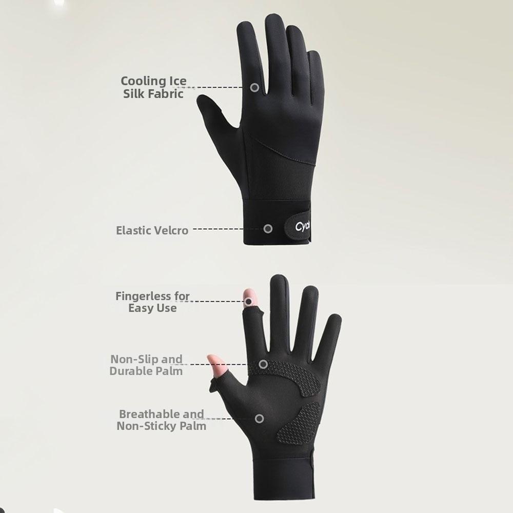 Waterproof Ice Silk Riding Gloves Highly Elastic Summer Driving Mittens Cycling