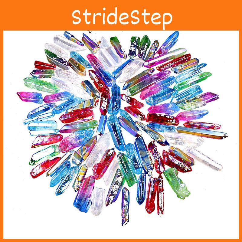 Unique Assorted Gemstones With Titanium Plating Rainbow Aura Quartz Crystal Points 100g