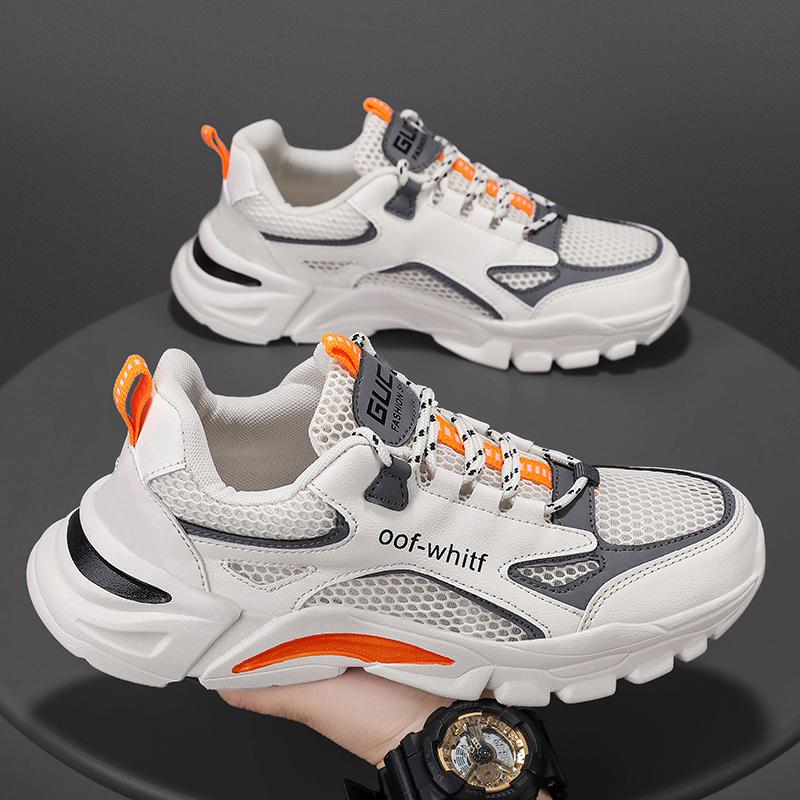 New Men's Casual Sports Shoes Outdoor Non-slip Wear-resistant Breathable Hollow Design Versatile Thick-soled Casual Tennis Shoes