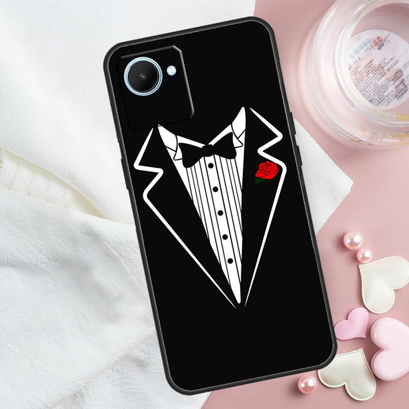 Man Suit Shirt Tie For Realme 13 12 10 11 14 Pro Plus GT 6T 6 5 GT7 Pro C55 C51 C21Y C25S C75 C61 C53 C67 Case