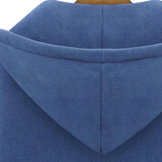 Women Sweatshirt Coat Hooded Adjustable Drawstring Long Sleeve Coat with Pockets Solid Color Mid-length