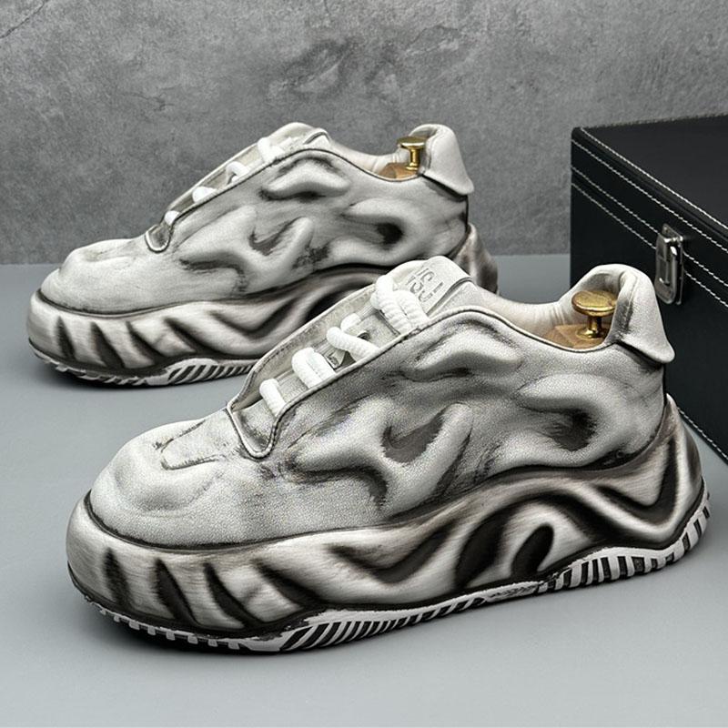New Designer Vintage Unique Men's All Match Platform Causal Shoes Male Flats Moccasins Walking Clunky Sneakers