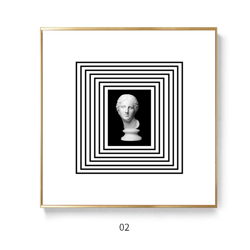 Simple Modern Black and White Lines Statue Sculpture Canvas Painting Bauhaus Style Plaster Decorative Painting Living Room Decor