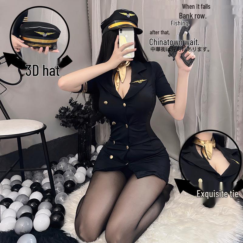 Sexy Stewardess & Police Cosplay Costume: Women's Role Play Nightclub Outfit